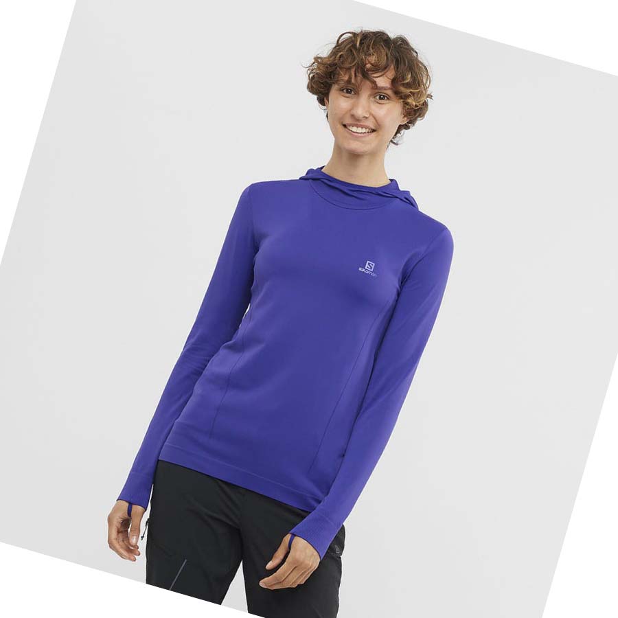 Salomon ESSENTIAL SEAMLESS Kadın Kapüşonlu Sweatshirt Mor | TR 2531GSO